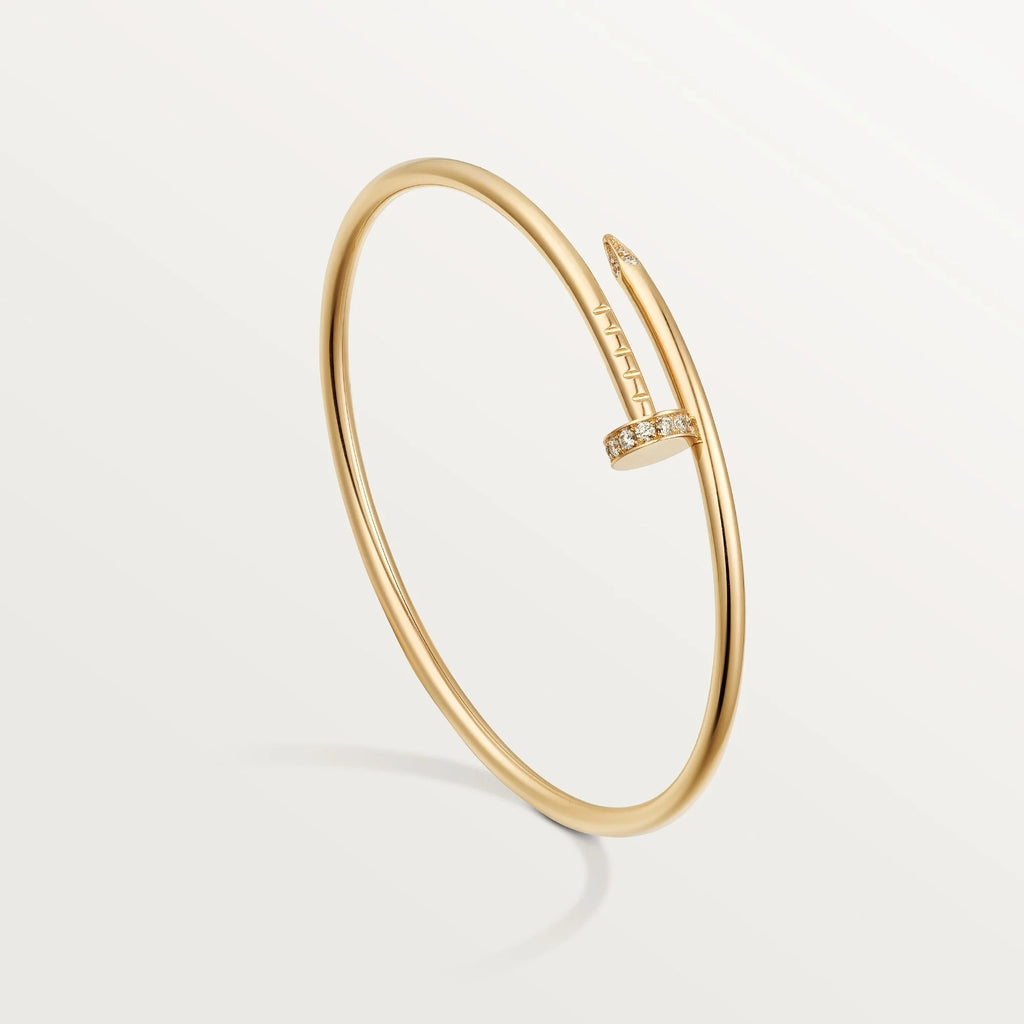 Elegant Golden Nail-Inspired Bangle with Sparkling Crystals, Small Model