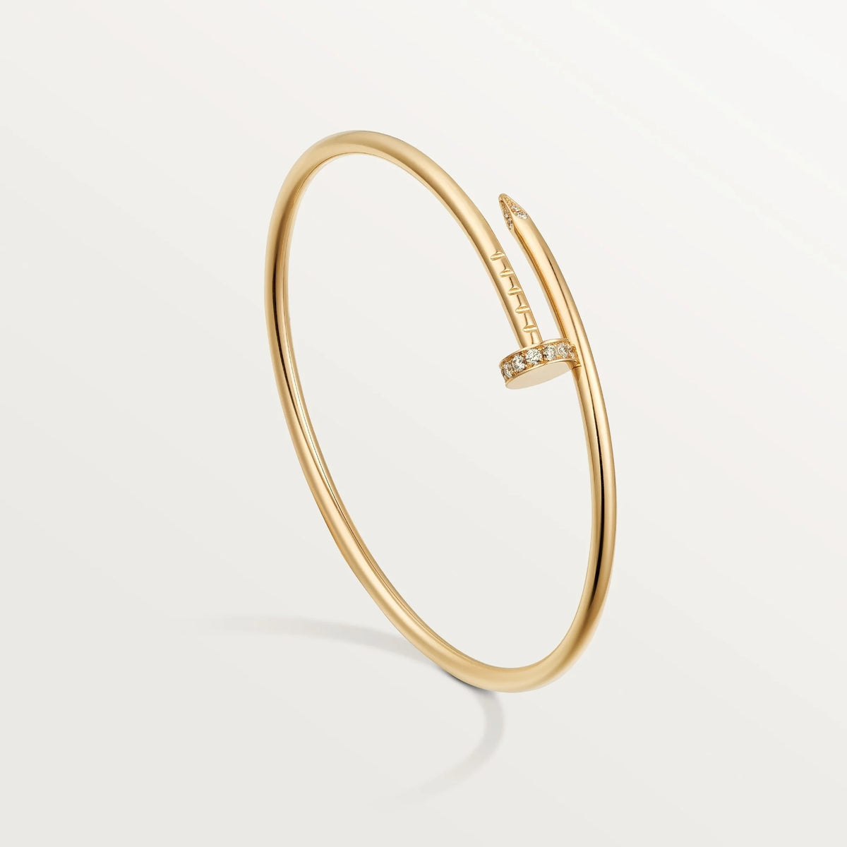 Elegant Golden Nail-Inspired Bangle with Sparkling Crystals, Small Model