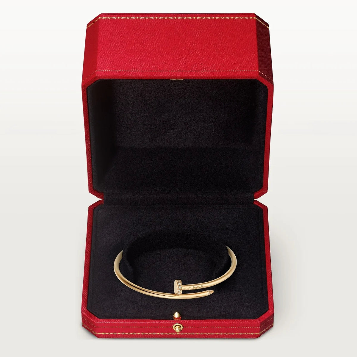 Elegant Golden Nail-Inspired Bangle with Sparkling Crystals, Small Model