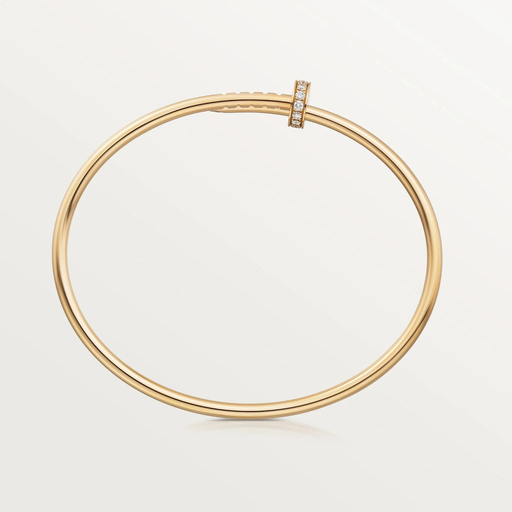 Elegant Golden Nail-Inspired Bangle with Sparkling Crystals, Small Model