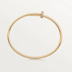 Elegant Golden Nail-Inspired Bangle with Sparkling Crystals, Small Model