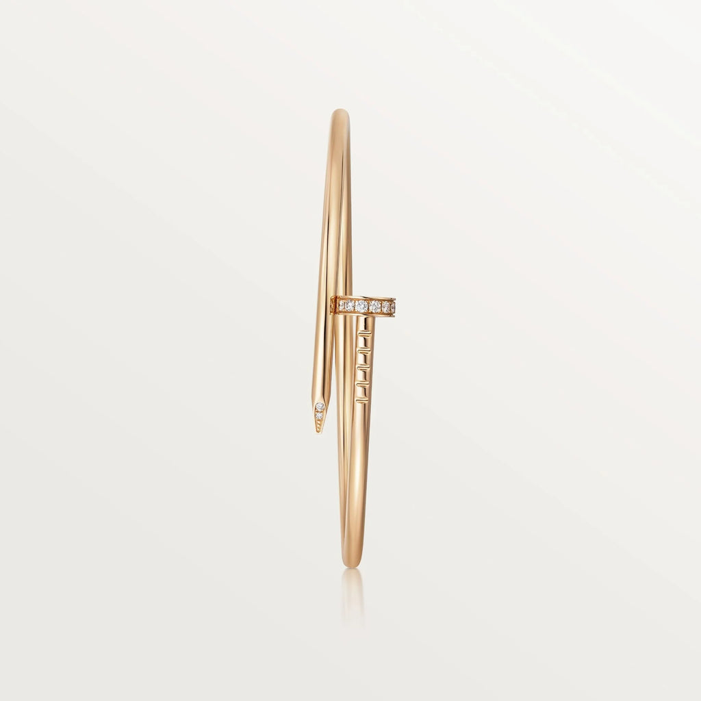 Elegant Golden Nail-Inspired Bangle with Sparkling Crystals, Small Model
