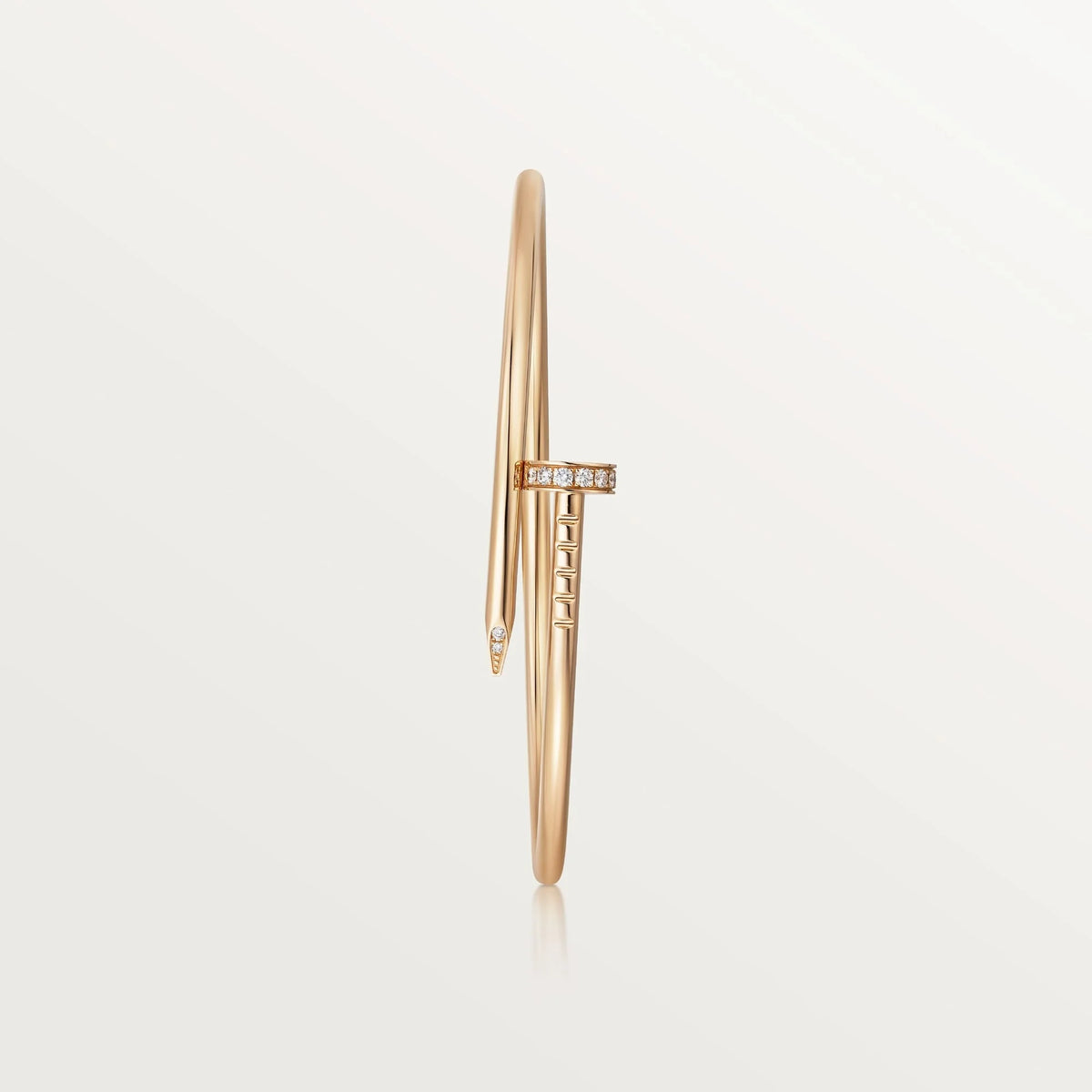 Elegant Golden Nail-Inspired Bangle with Sparkling Crystals, Small Model