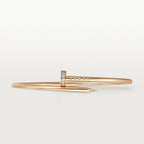 Elegant Golden Nail-Inspired Bangle with Sparkling Crystals, Small Model