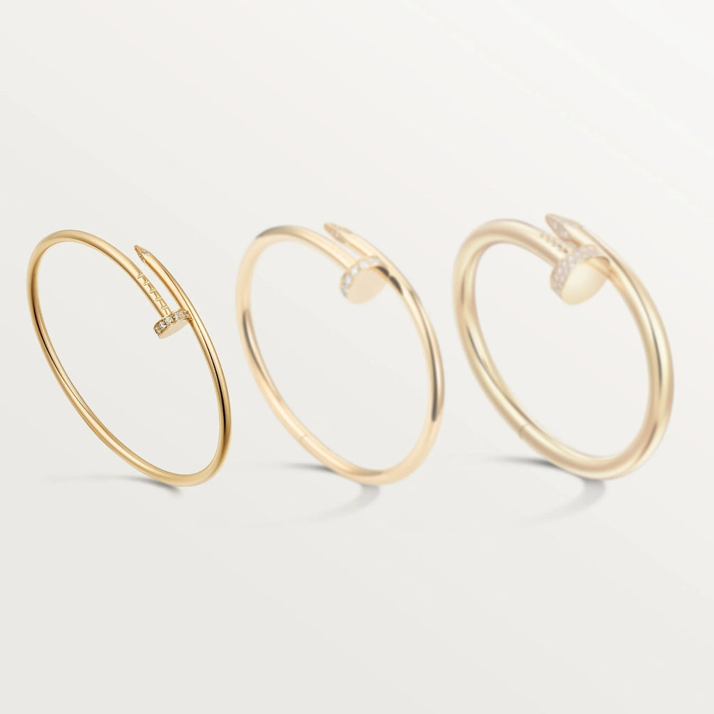 Elegant Golden Nail-Inspired Bangle with Sparkling Crystals, Small Model