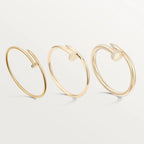Elegant Golden Nail-Inspired Bangle with Sparkling Crystals, Small Model