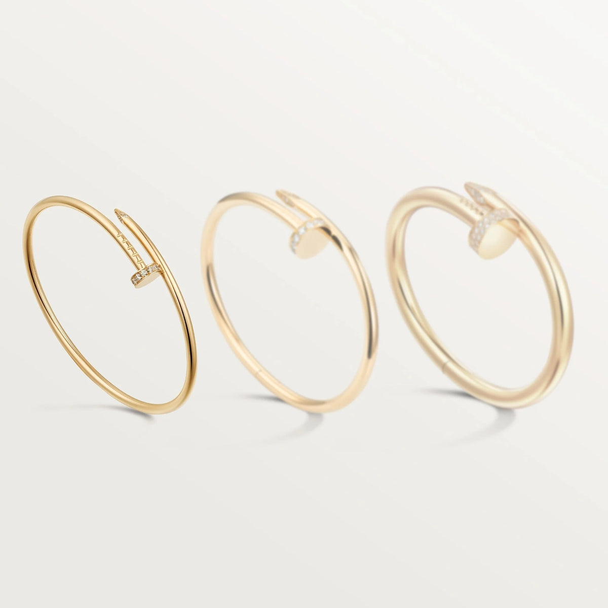 Elegant Golden Nail-Inspired Bangle with Sparkling Crystals, Small Model