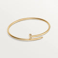 Elegant Golden Nail-Inspired Bangle with Sparkling Crystals, Small Model