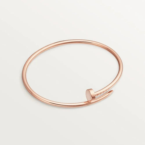Elegant Pink Gold Nail-Inspired Bangle with Classic Metal Polish, Small Model