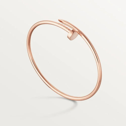 Elegant Pink Gold Nail-Inspired Bangle with Classic Metal Polish, Small Model