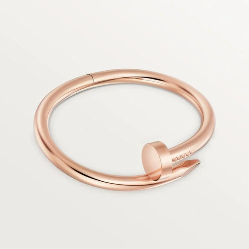 Elegant Pink Gold Nail-Inspired Bangle with Classic Metal Polish, large model