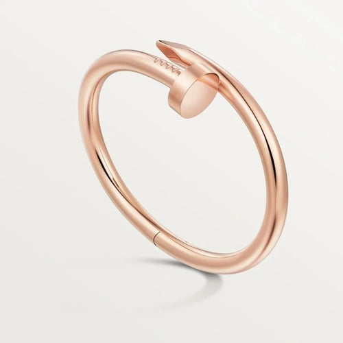 Elegant Pink Gold Nail-Inspired Bangle with Classic Metal Polish, large model