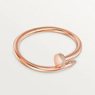 Elegant Pink Gold Nail-Inspired Bangle with Sparkling Crystals, Large Model