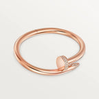 Elegant Pink Gold Nail-Inspired Bangle with Sparkling Crystals, Large Model