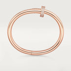 Elegant Pink Gold Nail-Inspired Bangle with Sparkling Crystals, Large Model