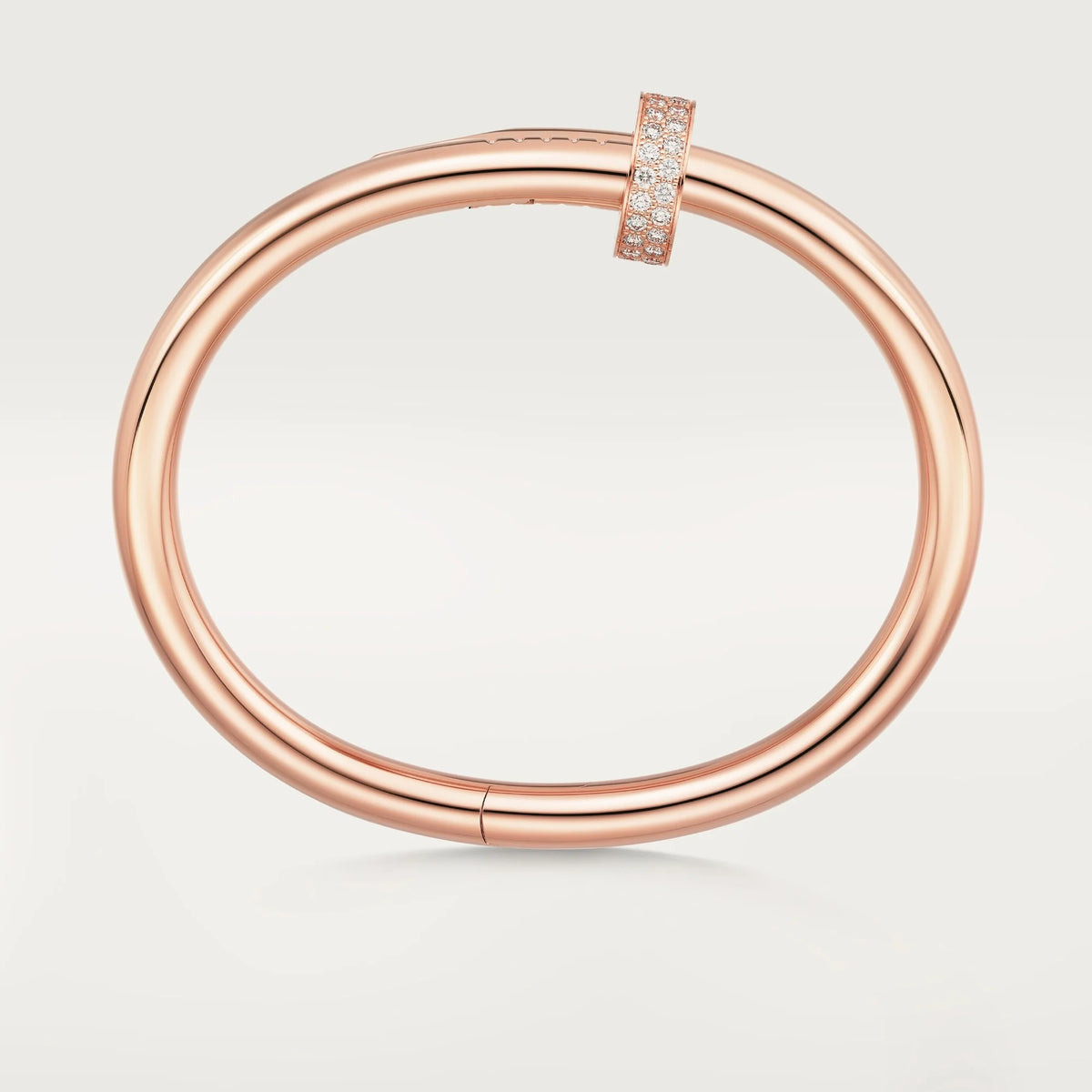 Elegant Pink Gold Nail-Inspired Bangle with Sparkling Crystals, Large Model