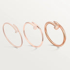 Elegant Pink Gold Nail-Inspired Bangle with Sparkling Crystals, Large Model