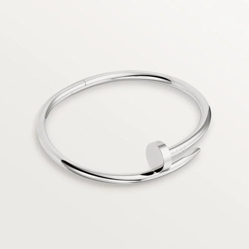 Elegant White Gold Nail-Inspired Bangle with Classic Metal Polish, classic model