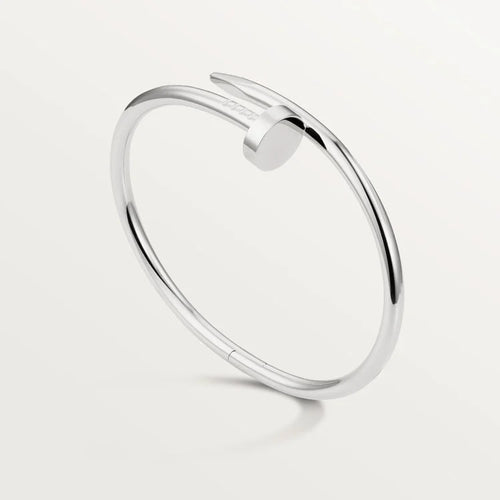 Elegant White Gold Nail-Inspired Bangle with Classic Metal Polish, classic model
