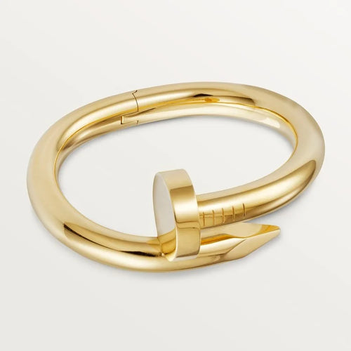 Elegant Gold Nail-Inspired Bangle with Classic Metal Polish, extra-large model