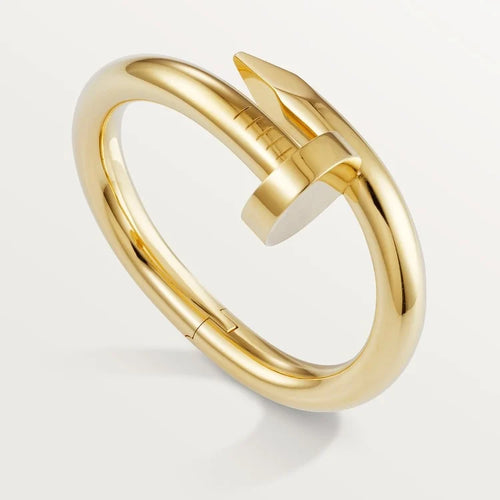 Elegant Gold Nail-Inspired Bangle with Classic Metal Polish, extra-large model