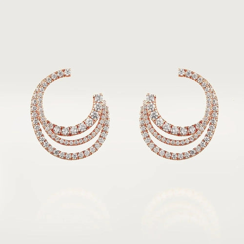 Etincelle Rose Gold Tone Triple Row Women’s Earrings Best Gift For Womens