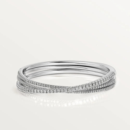Etincelle White Gold Tone Triple Row Bracelet With Sparkling Stone
