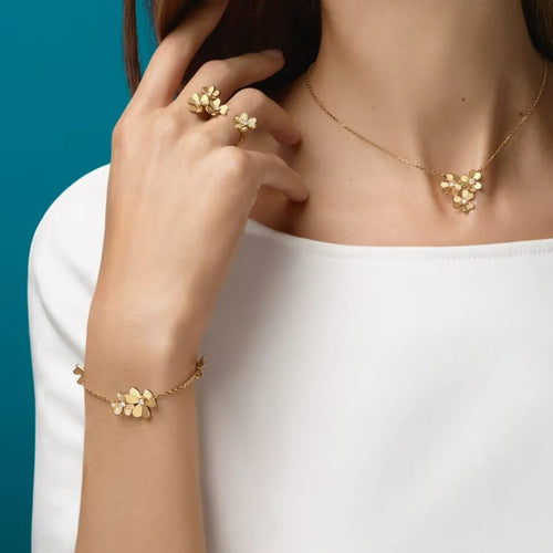 Gold Flower Bracelet for Women Pave and Cubic Zirconia Multi Flower Gift Jewelry