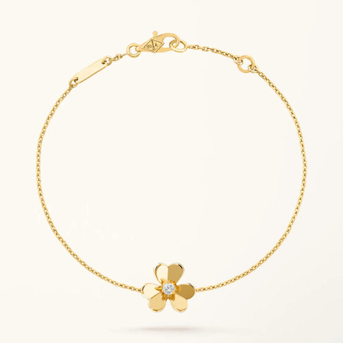Gold Flower Bracelet for Women Cubic Zirconia Mini Model Gift Jewelry