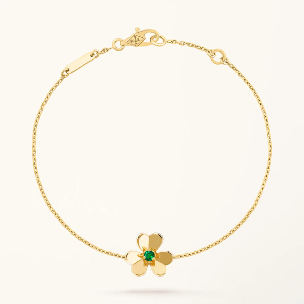 Gold Flower Bracelet for Women Malachite Mini Model Gift Jewelry