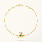 Gold Flower Bracelet for Women Malachite Mini Model Gift Jewelry