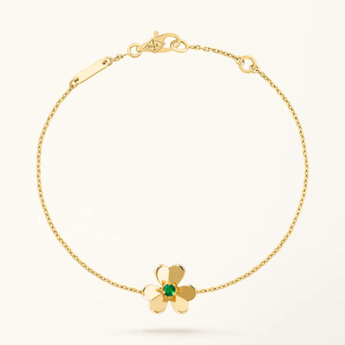 Gold Flower Bracelet for Women Malachite Mini Model Gift Jewelry