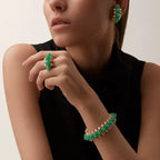 Shimmer Gold Pink Pyramid Bangle with Emerald Edge, Extra-large model