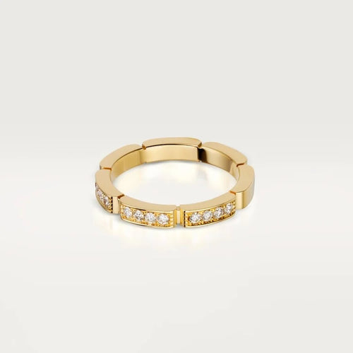 Gold Brilliance Of Unity – Segment-Linked Ring With Gleaming Stones