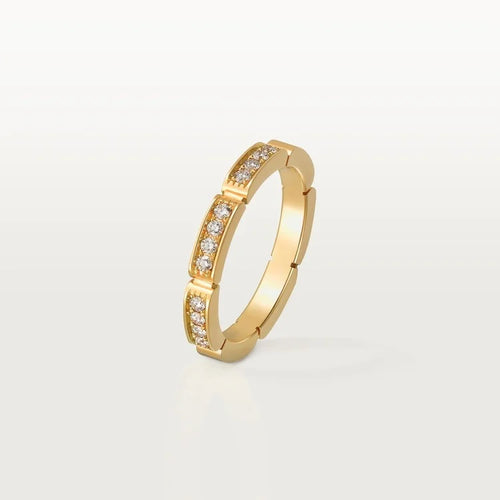 Gold Brilliance Of Unity – Segment-Linked Ring With Gleaming Stones