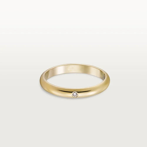 Gold Dot of Eternity – Smooth Wedding Ring Featuring a Tiny Brilliance, 2.6 mm width
