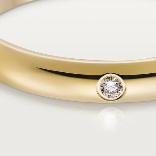 Gold Dot of Eternity – Smooth Wedding Ring Featuring a Tiny Brilliance, 2.6 mm width