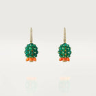 Gold Garden of Bloom – Beaded Fruit-Inspired Drop Earrings in Emerald and Flame