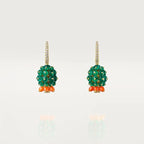Gold Garden of Bloom – Beaded Fruit-Inspired Drop Earrings in Emerald and Flame