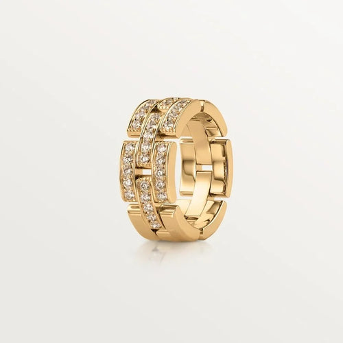 Gold Grid Of Brilliance – Architectural Ring With Layered Sparkle