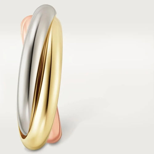 Gold Harmony of Three – Triple-Tone Interlinked Earrings for Timeless Elegance, mini model