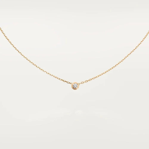 Gold Light of Simplicity – Minimalist Solitaire Necklace with Single Crystal Center, small model