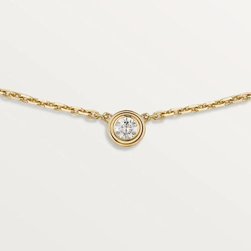 Gold Light of Simplicity – Minimalist Solitaire Necklace with Single Crystal Center, mini model