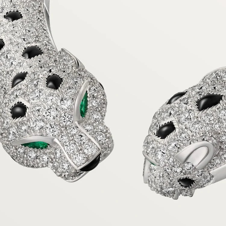 White Gold Majesty of the Wild – Diamond Panther Torque Necklace for Bold Elegance