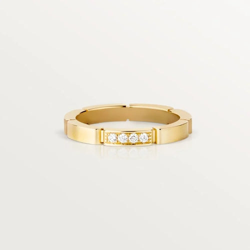 Gold Rhythm Of Brilliance – Minimalist Block Ring With Four Diamonds
