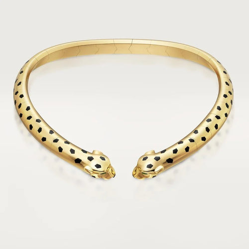 Gold Roar of Silence – Twin Panther Choker in Glossy Finish with Striking Symmetry