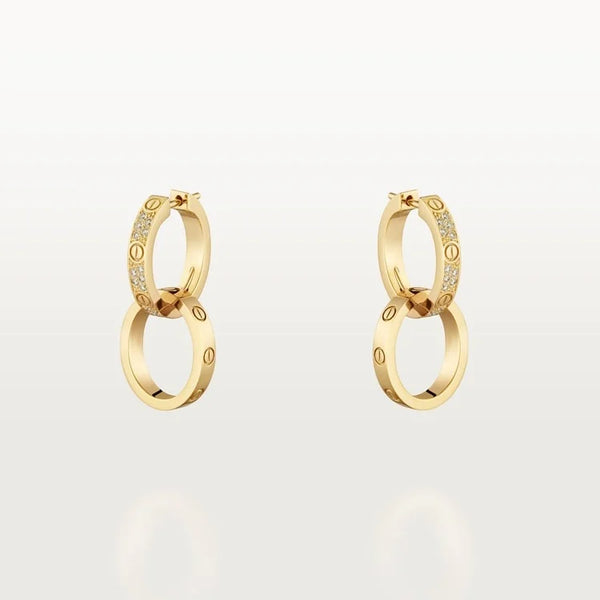 Gold Spark Of Connection – Interlinked Diamond Hoop Earrings With Chic Energy