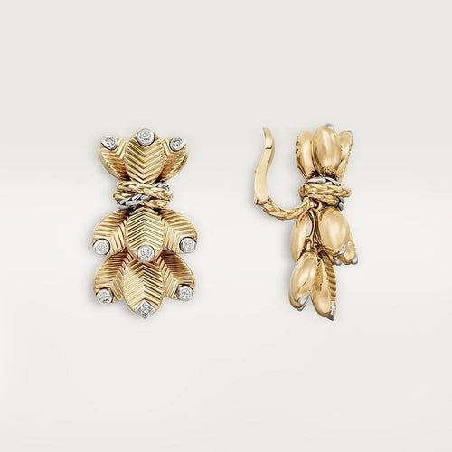 Gold Tone Cafe Unisex Earrings With Sparkling Stone Best Gift Ideas