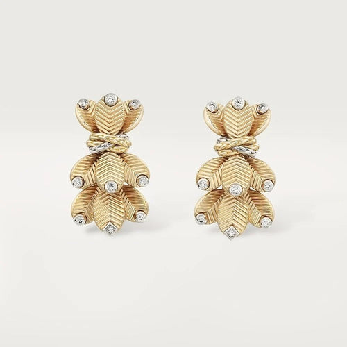 Gold Tone Cafe Unisex Earrings With Sparkling Stone Best Gift Ideas