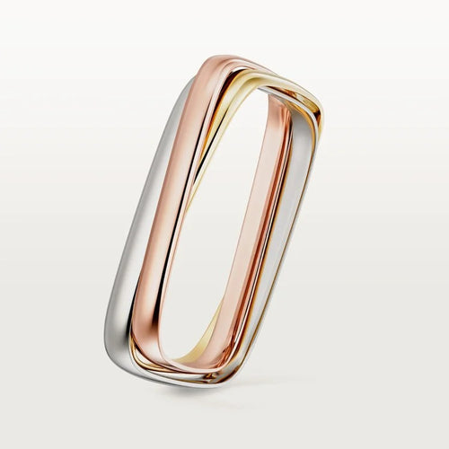Gold Triple Rings Gold Tone Bracelet Cushion Shaped Design Perfect Gift Ideas